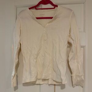 L.L. Bean Off-White  Long Sleeve Henley Shirt